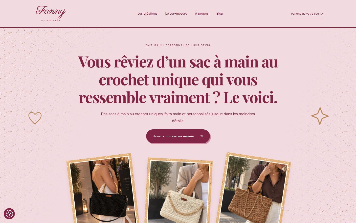 Page d’accueil du site Fanny P’tites Créa